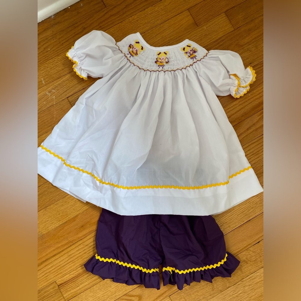NolaSmocked LSU outfit
